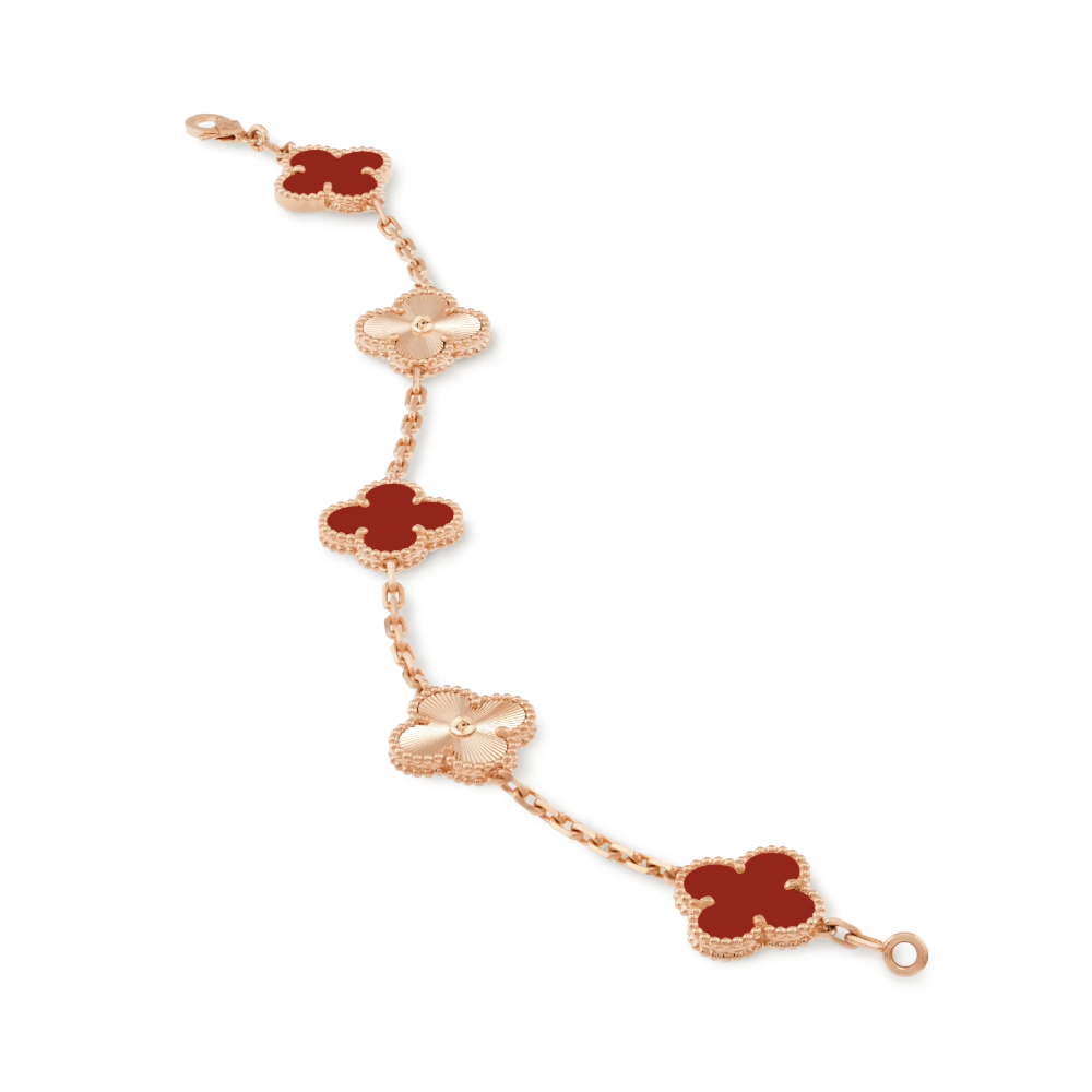 Amber Armband - Roségold / Rotes Muster